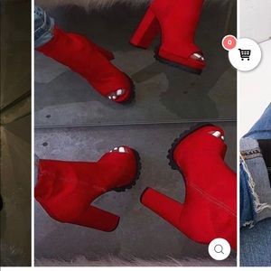 Red ankle booties